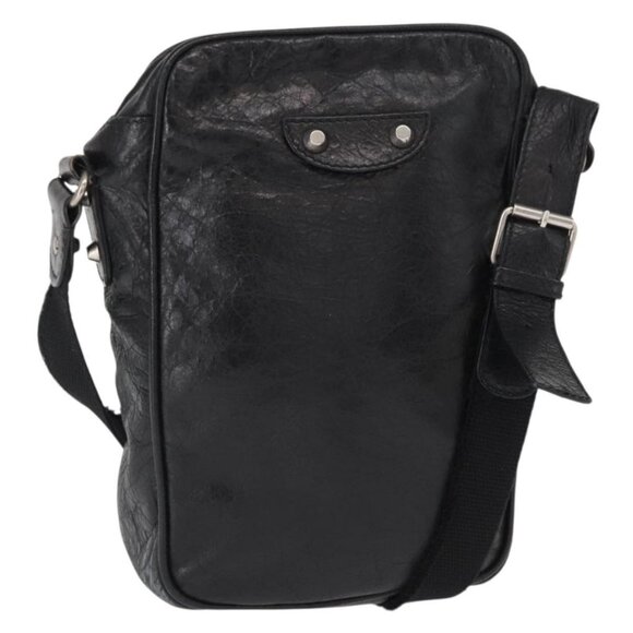 Authentic BALENCIAGA Classic Reporter Shoulder Bag Leather Black